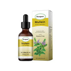 Mullein dietary supplement bottle and packaging on a white background