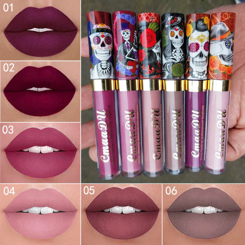 Light Metal Pearlescent Skull Lip Gloss – Shiny Metallic Liquid Lipstick 💄✨