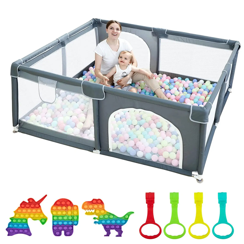 Large Baby Playpen79x71, Extra Large Play Pen For Babies And Toddlers, Play Yard With Gate, Baby Fence With Breathable Mesh, Safety Indoor & Outdoor Activity Center Grey G8Central.com