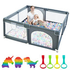 Large Baby Playpen79x71, Extra Large Play Pen For Babies And Toddlers, Play Yard With Gate, Baby Fence With Breathable Mesh, Safety Indoor & Outdoor Activity Center Grey G8Central.com