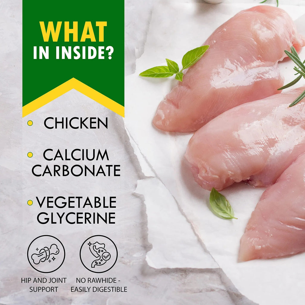 Dog Calcium Bones Wrapped in Chicken – Rawhide-Free Training Treats | Healthy Grain-Free Chews ✨