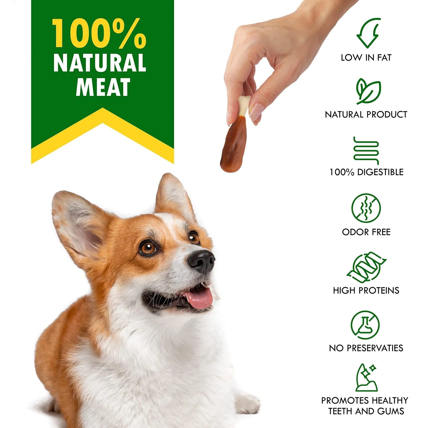 Dog Calcium Bones Wrapped in Chicken – Rawhide-Free Training Treats | Healthy Grain-Free Chews ✨