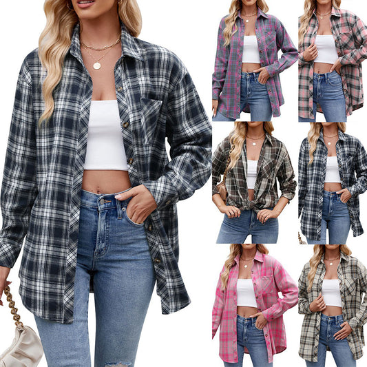 Women's Loose Plaid Fashion Shirt