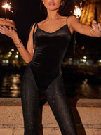 Sultry Velvet and Mesh Jumpsuit