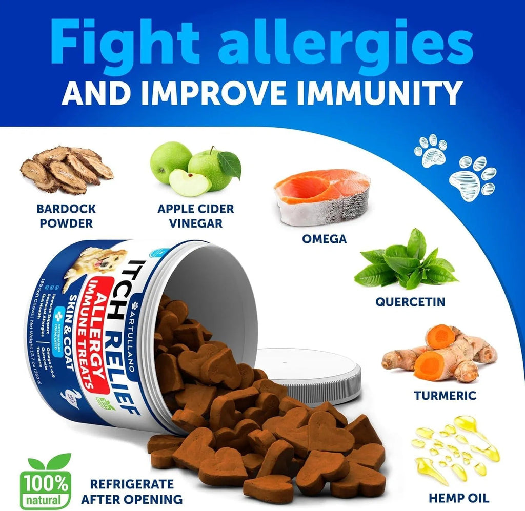 Dog Probiotics & Digestive Enzymes – Gut Health, Itchy Skin, Allergy & Immunity Support | 180 Chews
