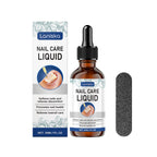 Laniska nail care liquid with packaging, dropper bottle, and nail file on a white background