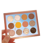 12 Color Rose Amber Eyeshadow Palette – Warm Tone Shimmer Eye Makeup ✨