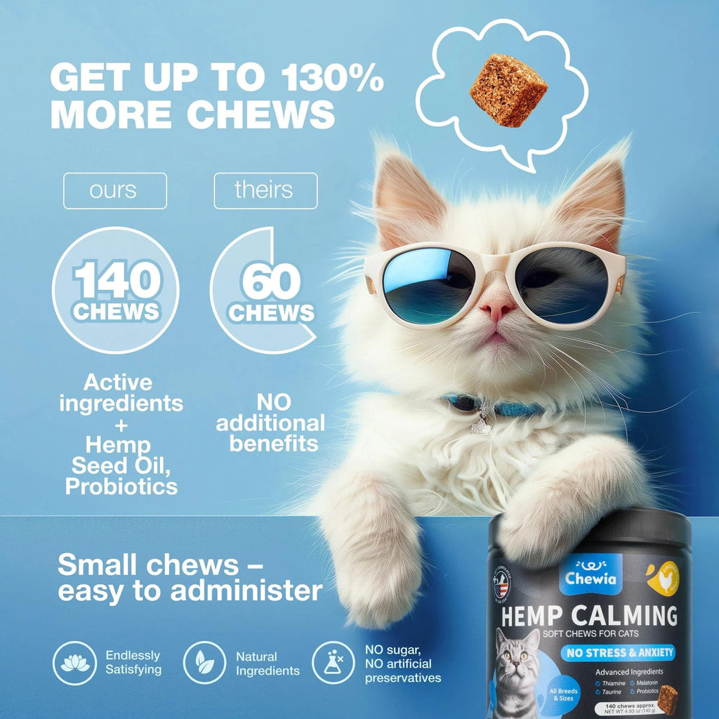 😺 Cat Calming Treats – Hemp, Melatonin & Probiotics for Anxiety & Stress Relief ✨