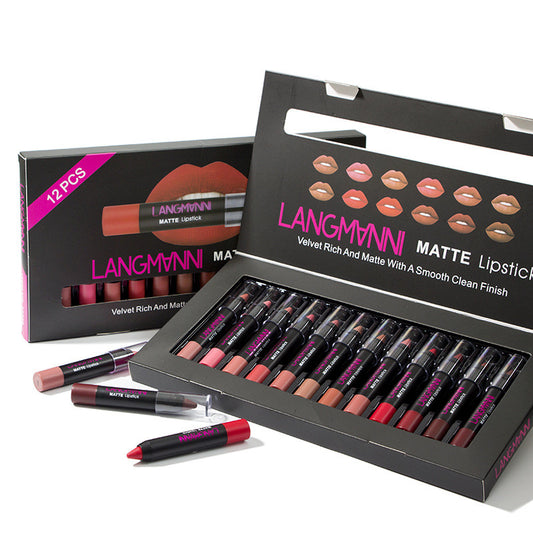12 Non-Stick Cup Matte Lipstick Set – Long Lasting Liquid Lip Gloss Collection 💄✨