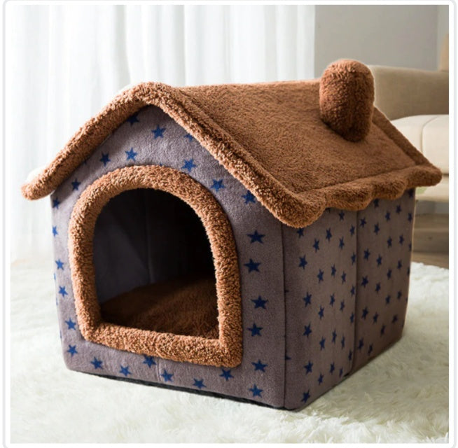Foldable Pet Dog & Cat Bed – Warm Winter Kennel with Self-Warming, Plush Cave Nest, Multiple Sizes & Colors