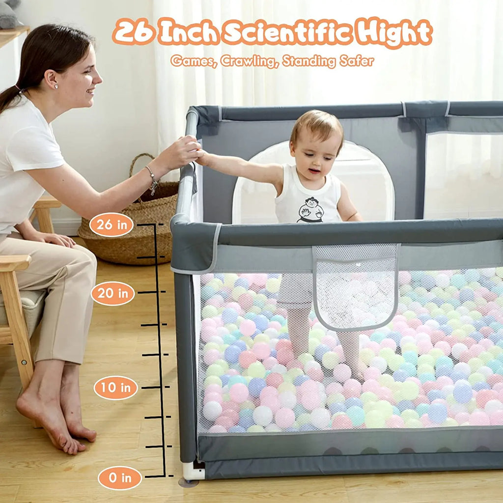 Large Baby Playpen79x71, Extra Large Play Pen For Babies And Toddlers, Play Yard With Gate, Baby Fence With Breathable Mesh, Safety Indoor & Outdoor Activity Center Grey G8Central.com