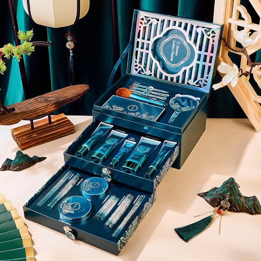 Green Lotus 18-Piece Makeup & Skincare Kit – Complete Beauty Gift Set 💄