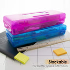 Plastic Pencil Case, Ruler Length Utility Box, Assorted Color, 12-Pack
