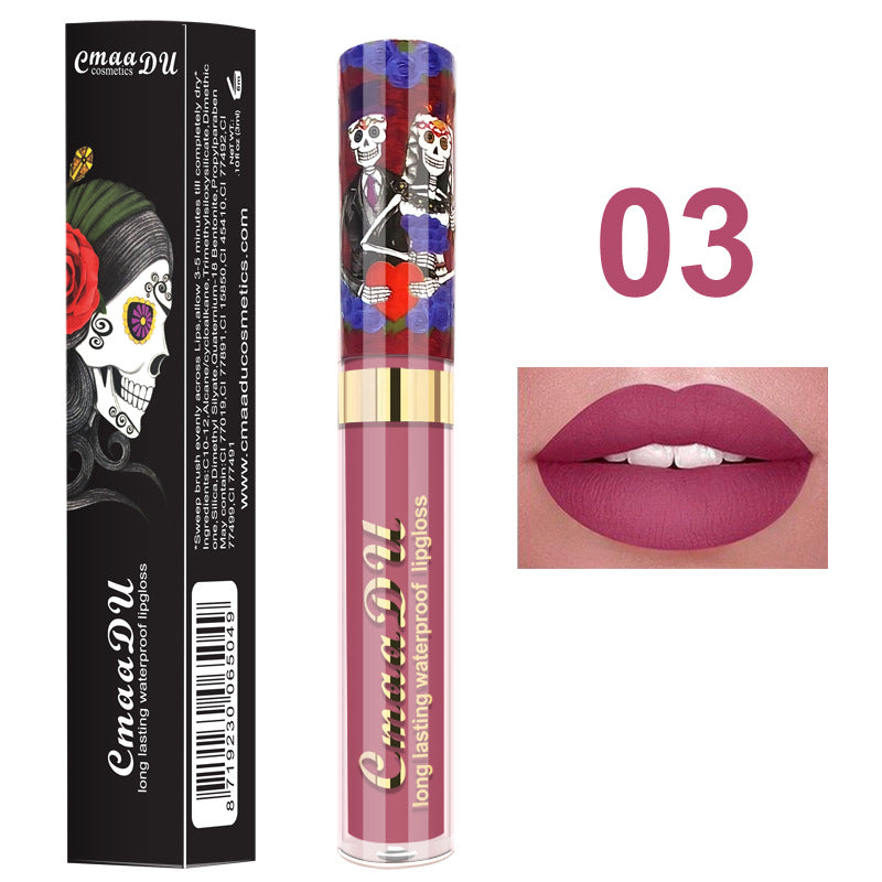 Light Metal Pearlescent Skull Lip Gloss – Shiny Metallic Liquid Lipstick 💄✨