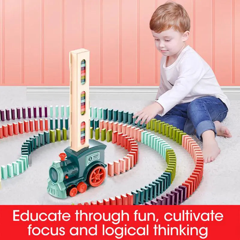 Domino Train Toys Baby Toys Car Puzzle Automatic Release Licensing Electric Building Blocks Train Toy G8Central.com