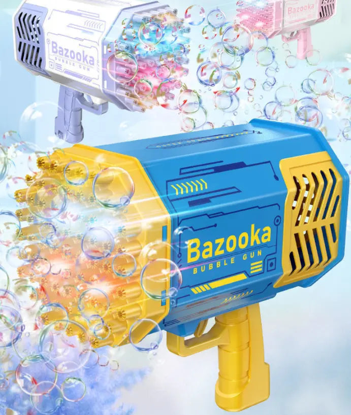 Bubble Gun Rocket 69 Holes Soap Bubbles Machine Gun Shape Automatic Blower With Light Toys For Kids Pomperos G8Central.com
