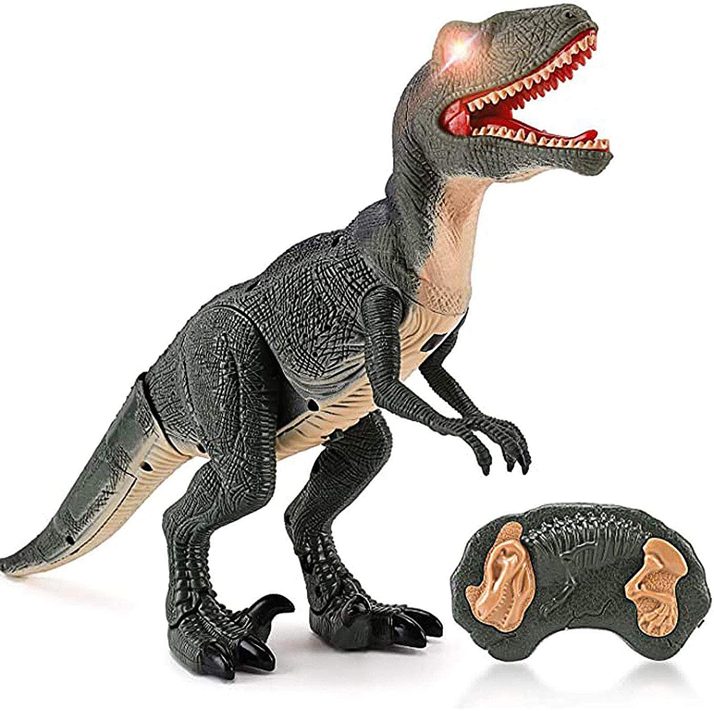 Remote Control R C Walking Dinosaur Toy With Shaking Head, Light Up Eyes & Sounds ,Velociraptor, Gift For Kids Amazon Platform Banned