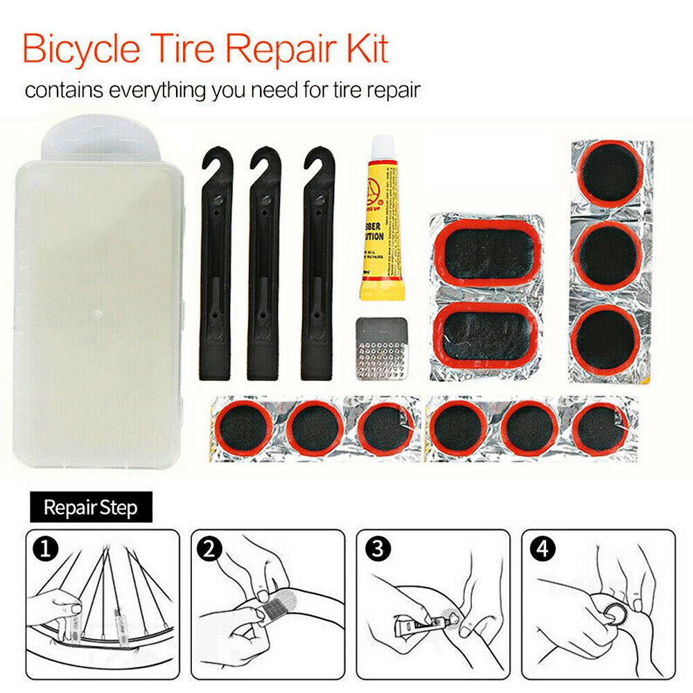 Bike Patch Kit Bicycle Tire Repair Inner Tube Fix Puncture Glue Patches Tool Set