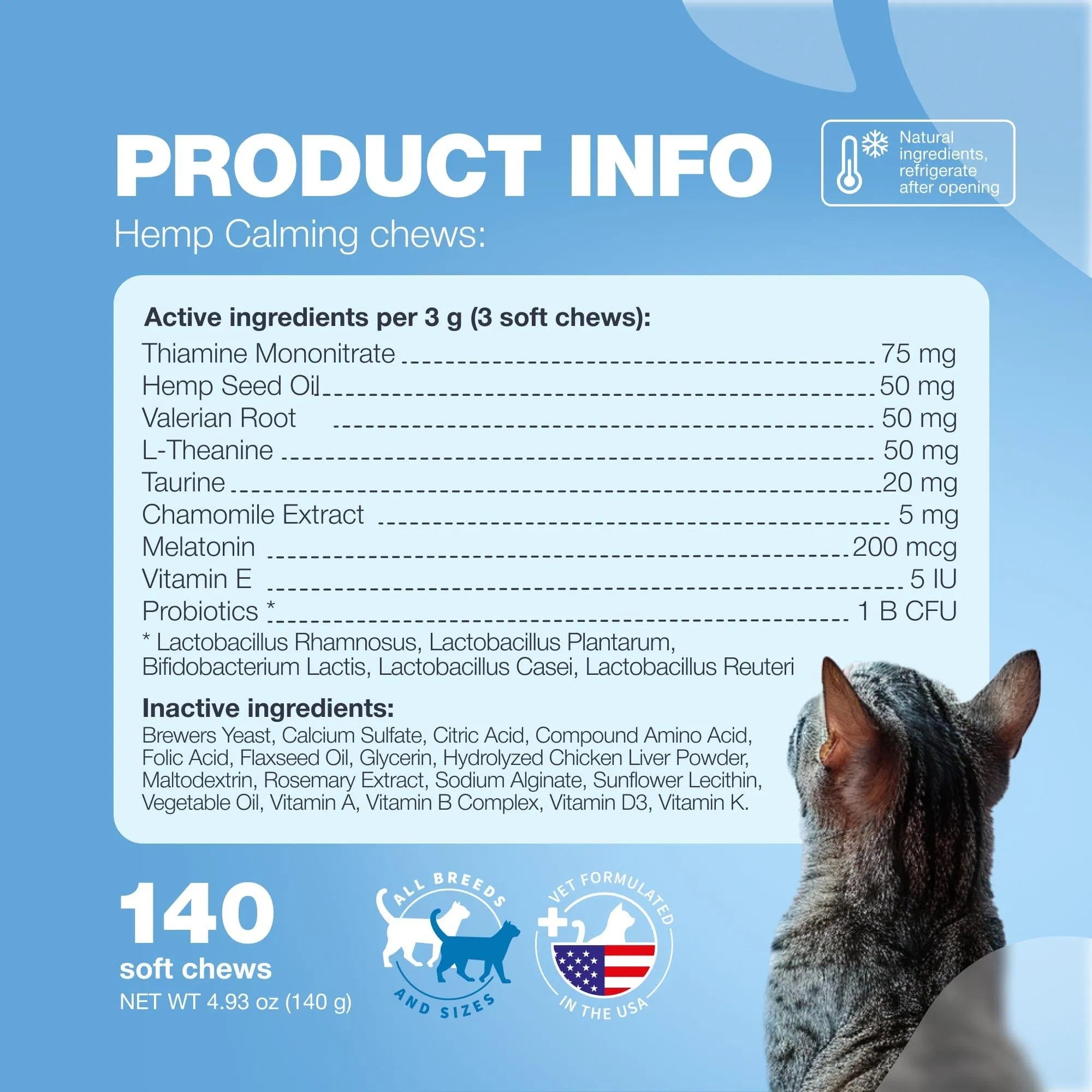 😺 Cat Calming Treats – Hemp, Melatonin & Probiotics for Anxiety & Stress Relief ✨