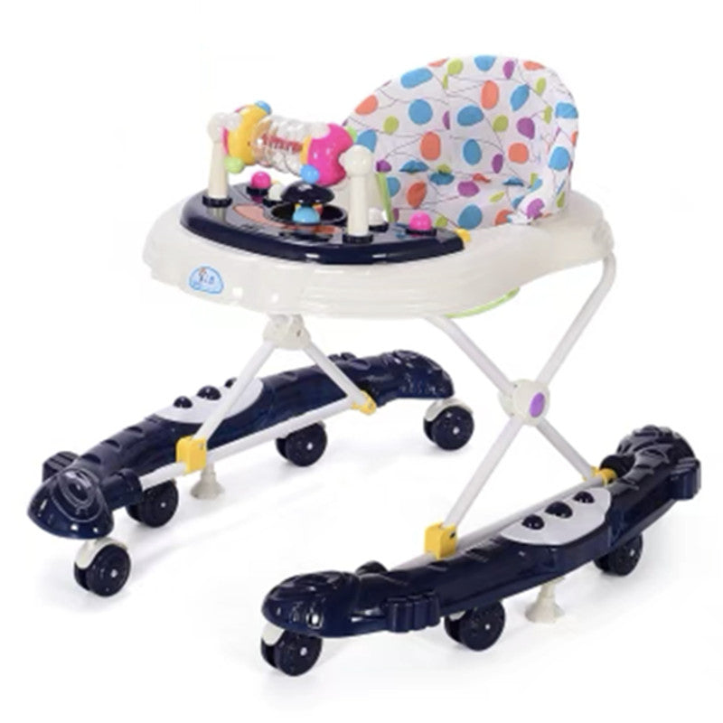 Multifunctional Baby Walker with Music & Anti-Rollover Base | 5-Height Adjustable Infant Walking Aid (0–12 Months)