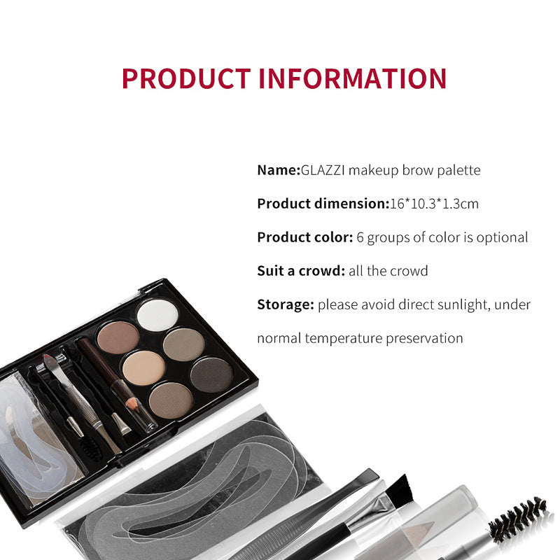 Natural Brown Eyebrow Powder Palette – Waterproof Brow Stamp Kit with Brush ✨