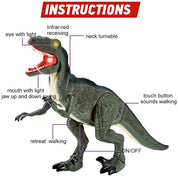 Remote Control R C Walking Dinosaur Toy With Shaking Head, Light Up Eyes & Sounds ,Velociraptor, Gift For Kids Amazon Platform Banned