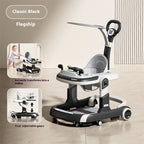 Lightweight Foldable Baby Walker with Push Handle | Multifunctional Anti-Rollover Infant Walking Aid with Music Toy Tray & Height Adjustment