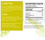 mullein respiratory support label with directions, tips, and nutrition facts on a white background.