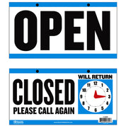 6" X 11.5" "CLOSED" Clock Sign w/ "OPEN" sign on back.