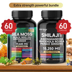 QuitMood Sea Moss and Shilajit Energy Bundle with Black Seed Oil Ashwagandha Turmeric Natural Vitality Support