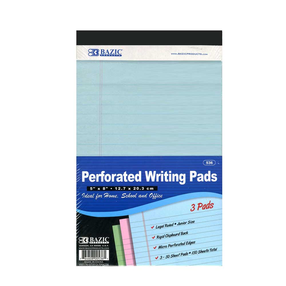 Writing Pad Jr. Perforated Lined Ruled | 5" X 8" - g8central.com