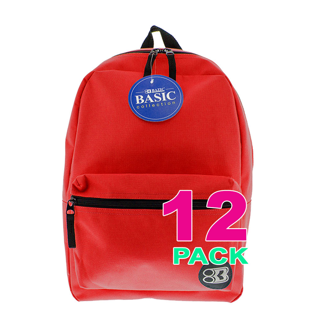 Simple School Backpack 16 Inch | Red