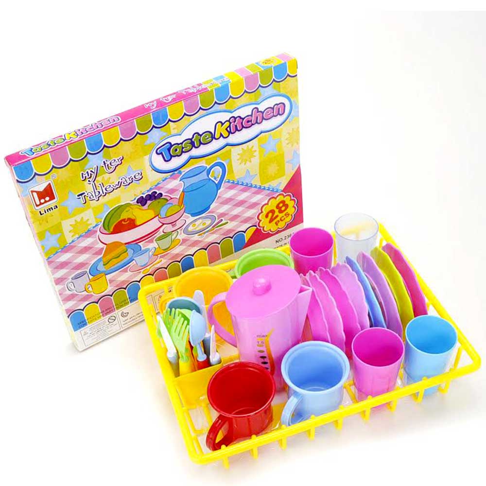 Play Dishes Kitchen Wash and Dry Tea Playset 27pcs