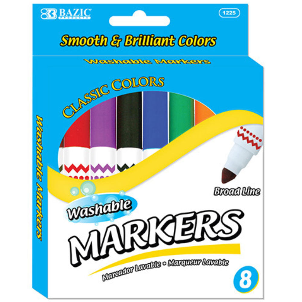 8-Color Broad Line Jumbo Washable MARKERS | Triangle MARKERS.