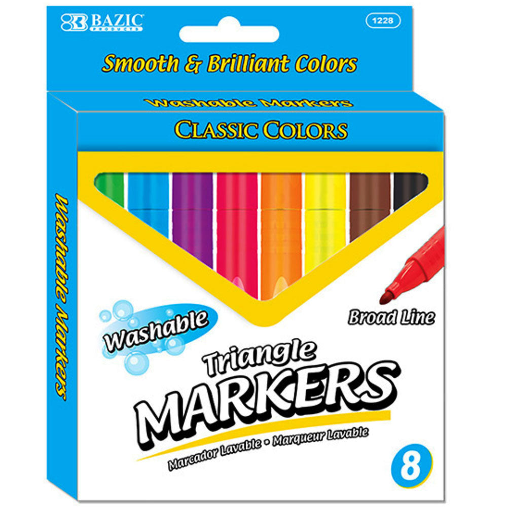 8-Color Broad Line Jumbo Washable MARKERS | Triangle MARKERS.