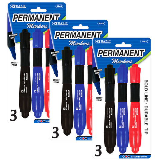 Permanent Markers Chisel Tip Desk Style, Asst. Color | 3 Ct