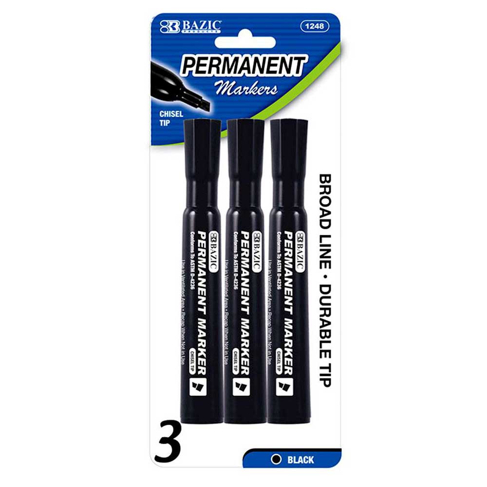 Permanent Markers Chisel Tip Desk Style. Black | 3 Ct