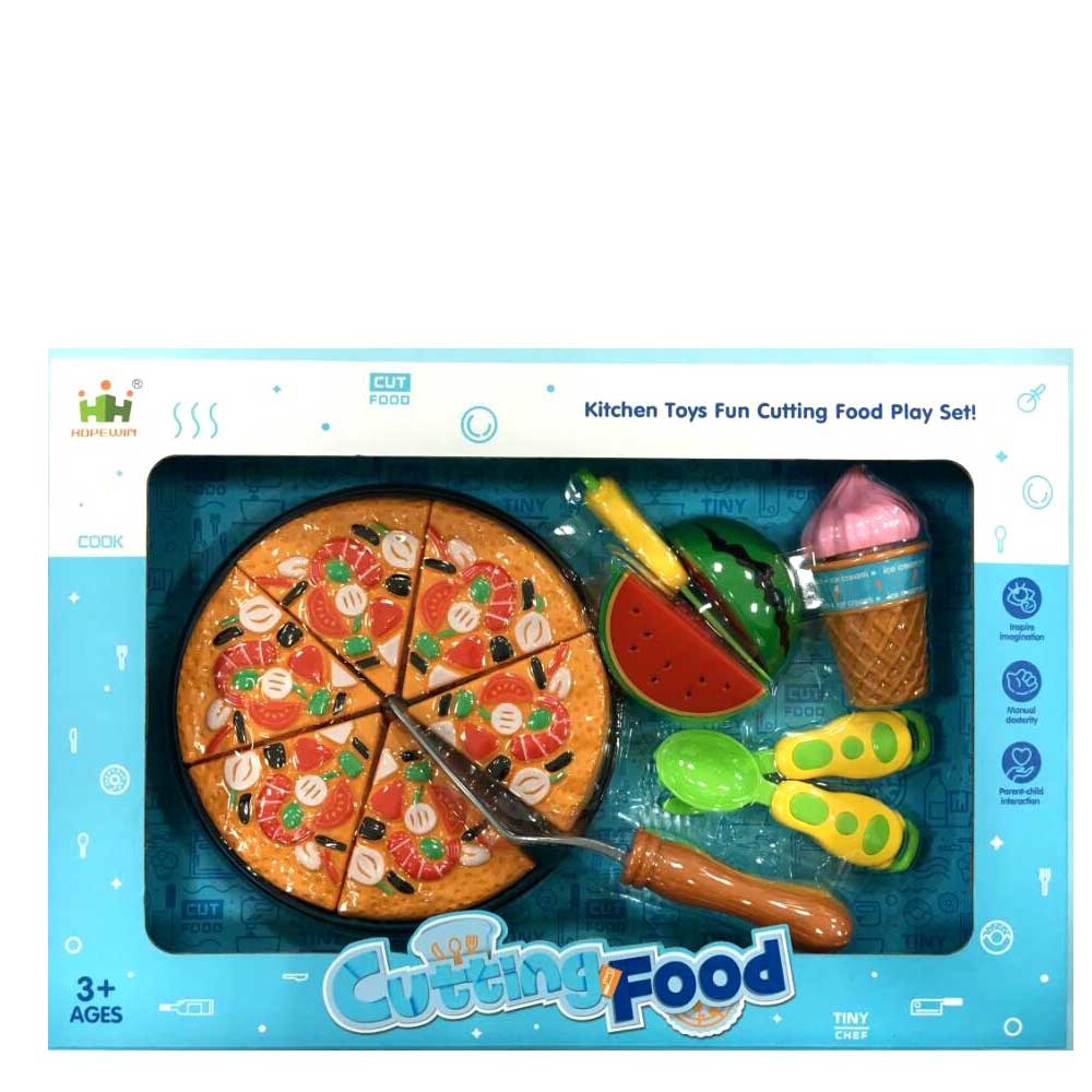 Pizza, Watermelon, and Ice Cream Cutting Food Playset