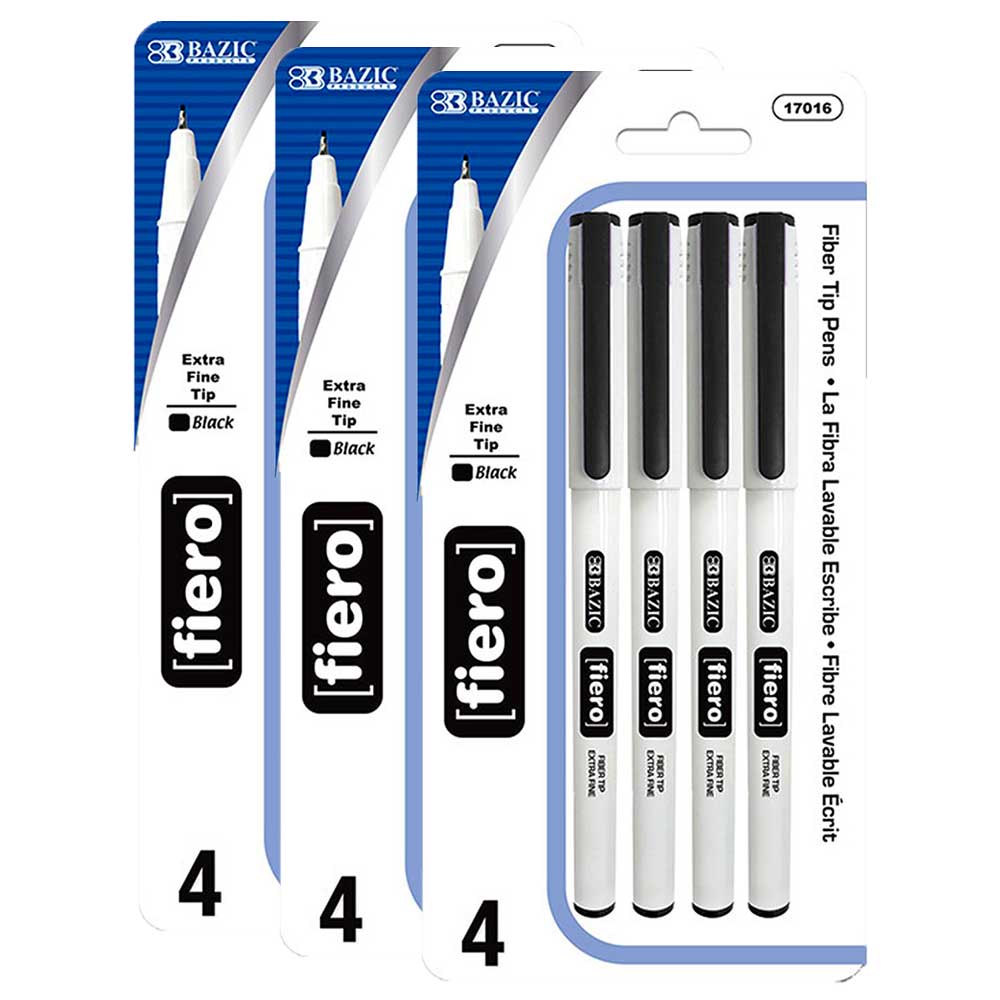 Fiero Fiber Tip Pen Fineliner, Extra Fine Point Pens | 4 Ct