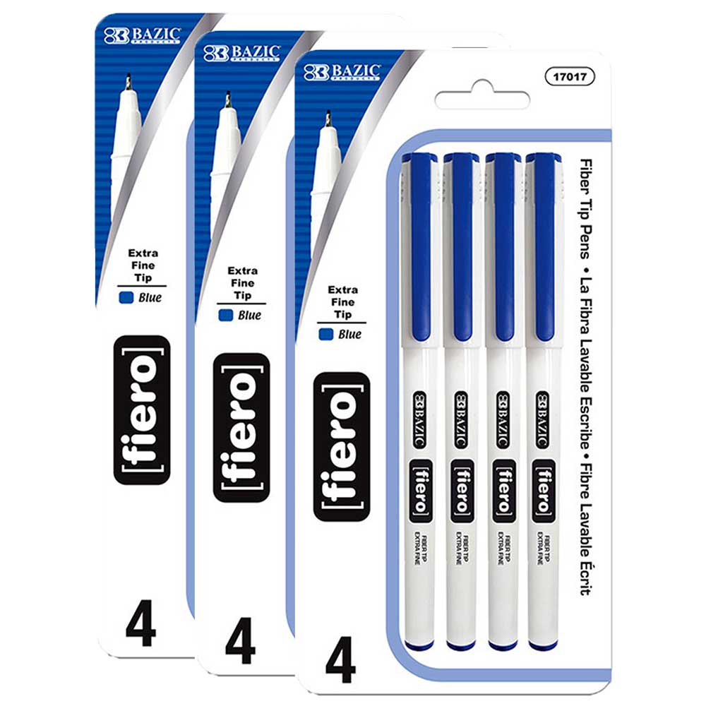 Pens Fiero Blue Fiber Tip Pen Fineliner, Extra Fine Point Pens | 4 Ct