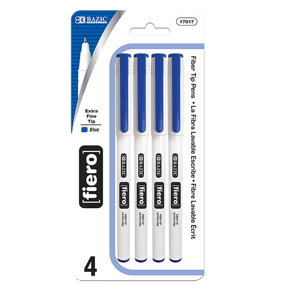 Pens Fiero Blue Fiber Tip Pen Fineliner, Extra Fine Point Pens | 4 Ct