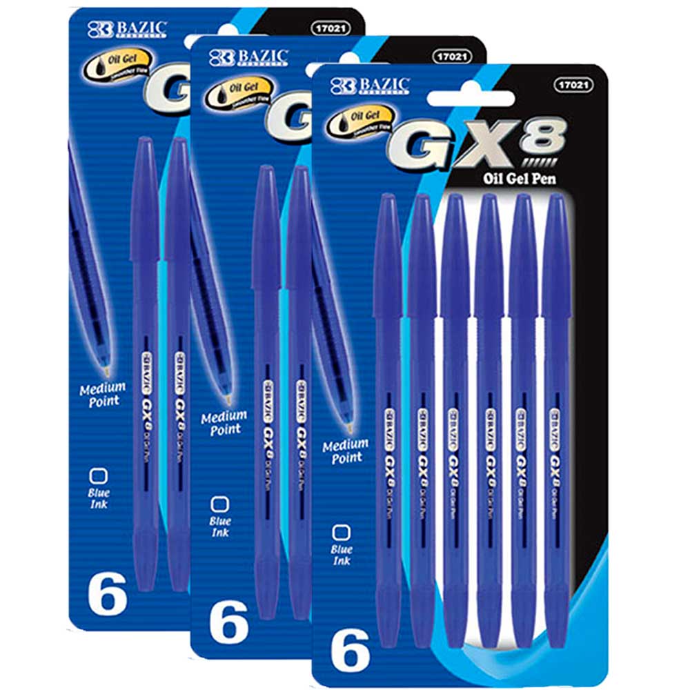 Pens GX-8 Oil Gel Ink, Ballpoint Pens, Medium Point 1.0mm | 6 Count