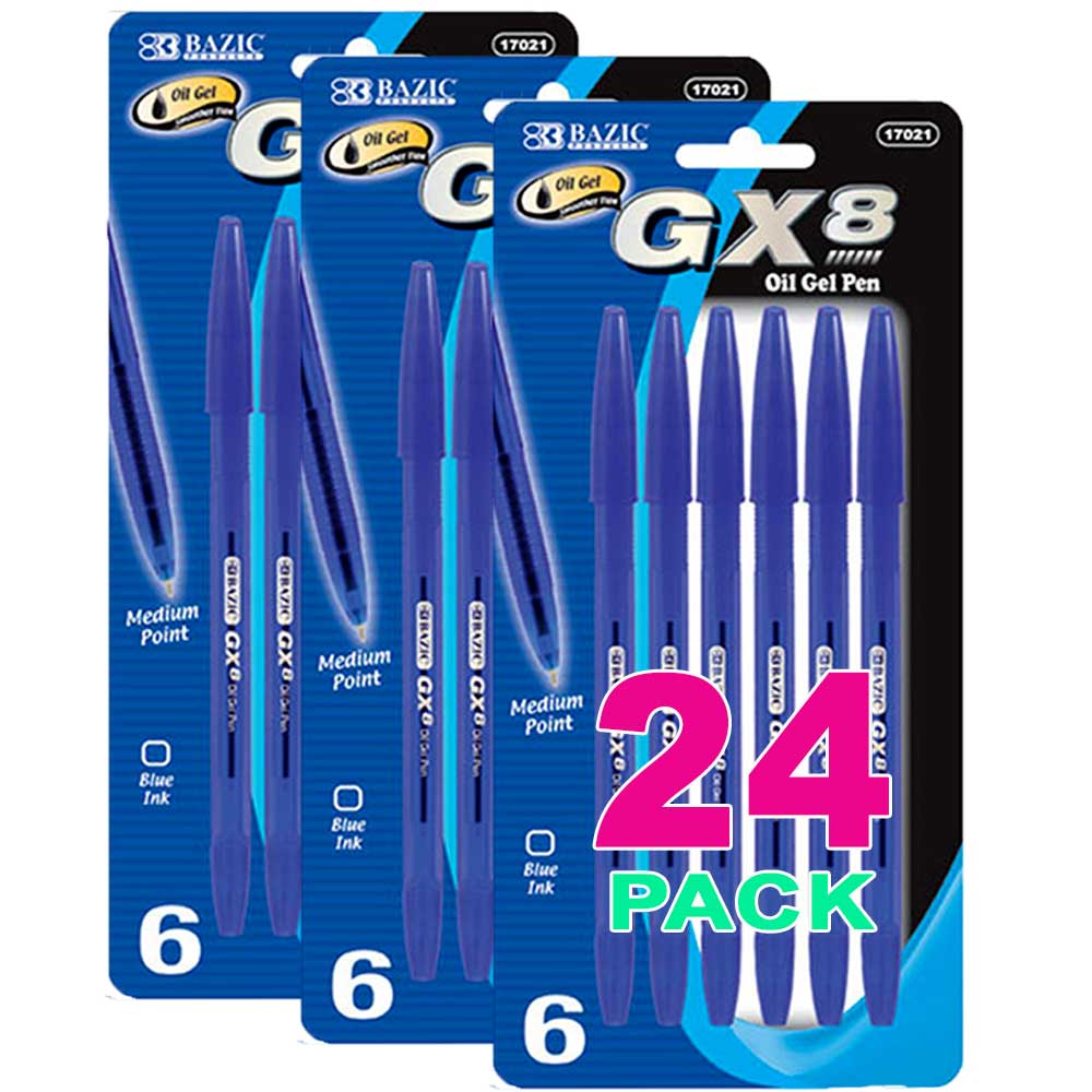 GX-8 Blue Oil Gel Ink Pen, Ballpoint Pens, Medium Point 1.0mm | 6 Ct