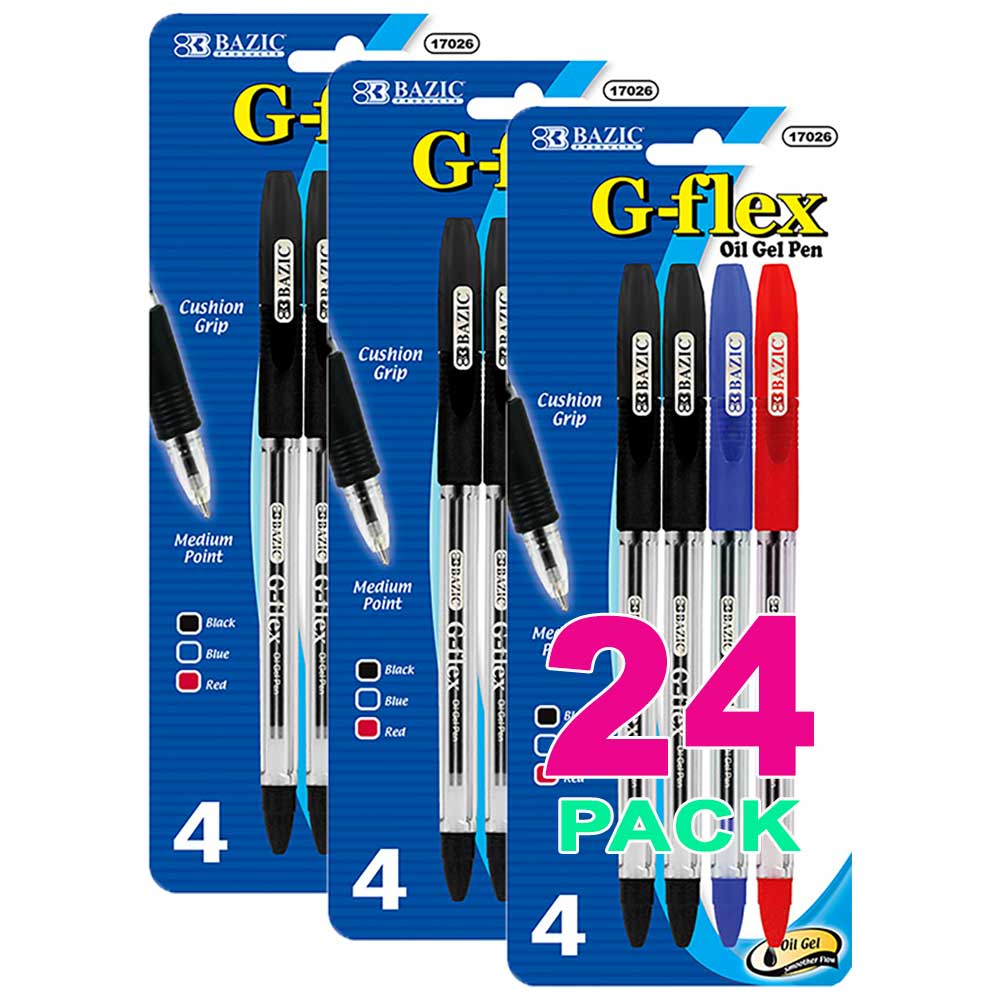 Assorted Color G-Flex Oil-Gel Ink Pen, Soft Barrel Grip | 4 Ct