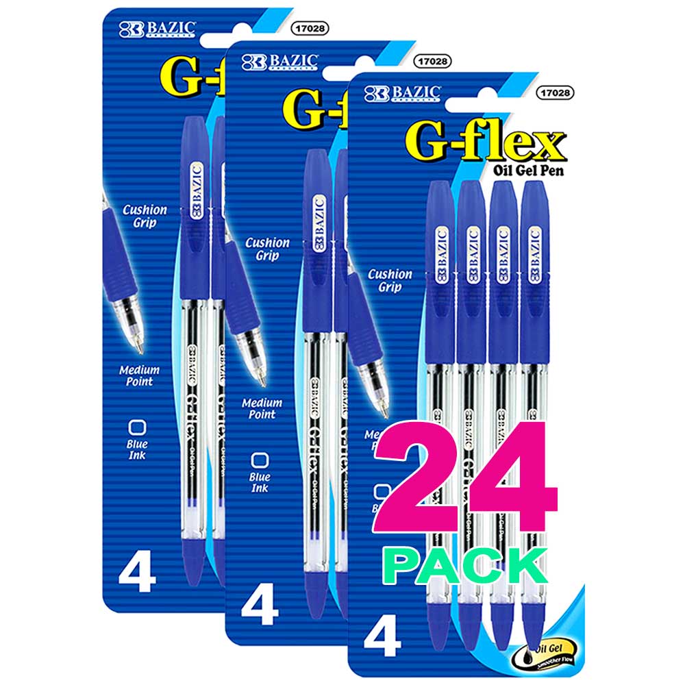 Blue Color G-Flex Oil-Gel Ink Pen, Soft Barrel Grip | 4 Ct