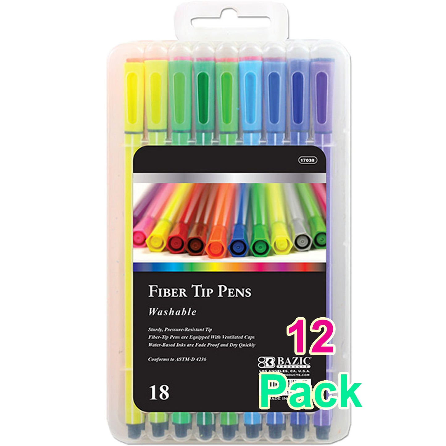 18 Color Washable Fiber Tip Pen Marker, Fine Point Drawing Writing Coloring Painting Sketching