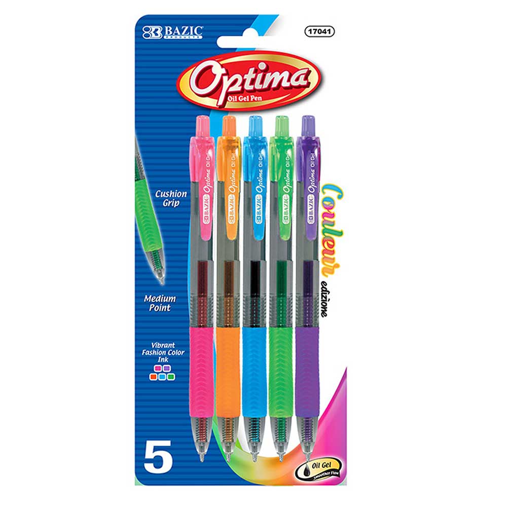 Optima 5 Color Oil-Gel Ink Retractable Pen w/Grip | 5 Ct