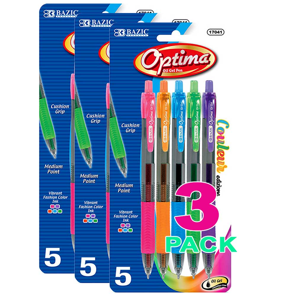 Optima 5 Color Oil-Gel Ink Retractable Pen w/Grip | 5 Ct