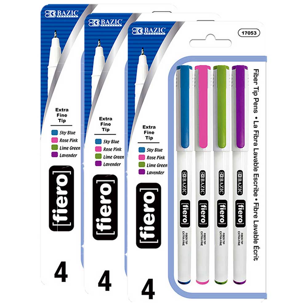 Fiero Fiber Tip Pen Fineliner, Extra Fine Point Pens | 4 Ct