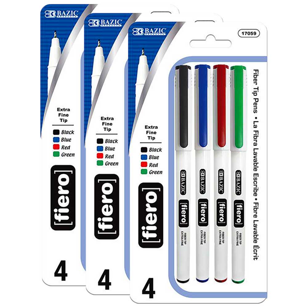 Fiero Assorted Color Fiber Tip Pen | 4 Ct